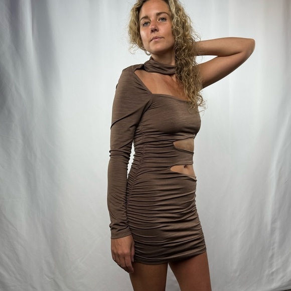 Superdown Minka Cut Out Mini Dress in Brown‎ Size Small - Picture 4 of 7